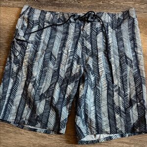 Outerknown Black and Gray Patterned Board Shorts